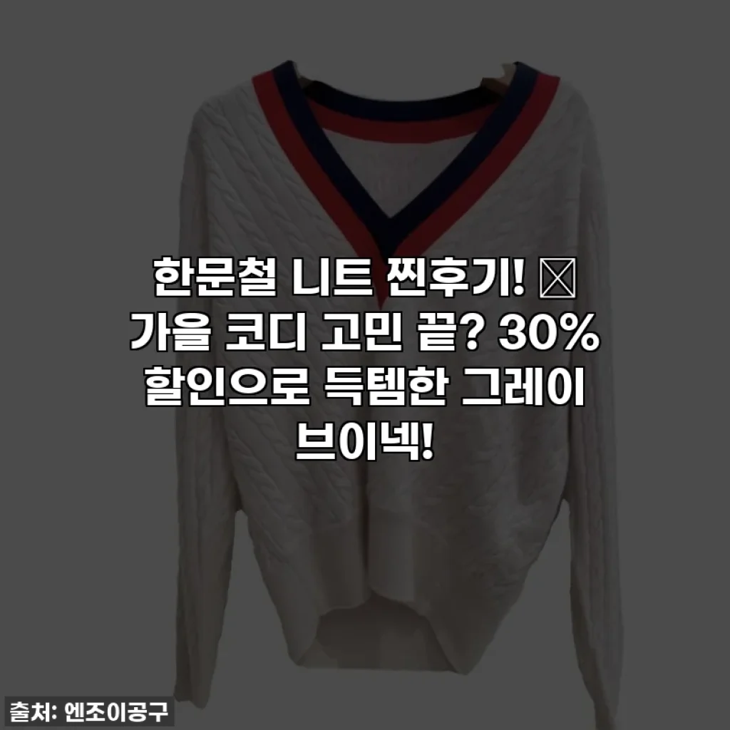 한문철 니트 찐후기! 🍂 가을 코디 고민 끝? 30% 할인으로 득템한 그레이 브이넥!