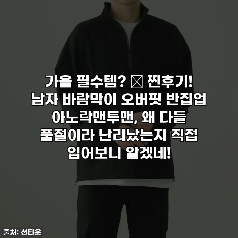 가을 필수템? 🍁 찐후기! 남자 바람막이 오버핏 반집업 아노락맨투맨, 왜 다들 품절이라 난리났는지 직접 입어보니 알겠네!