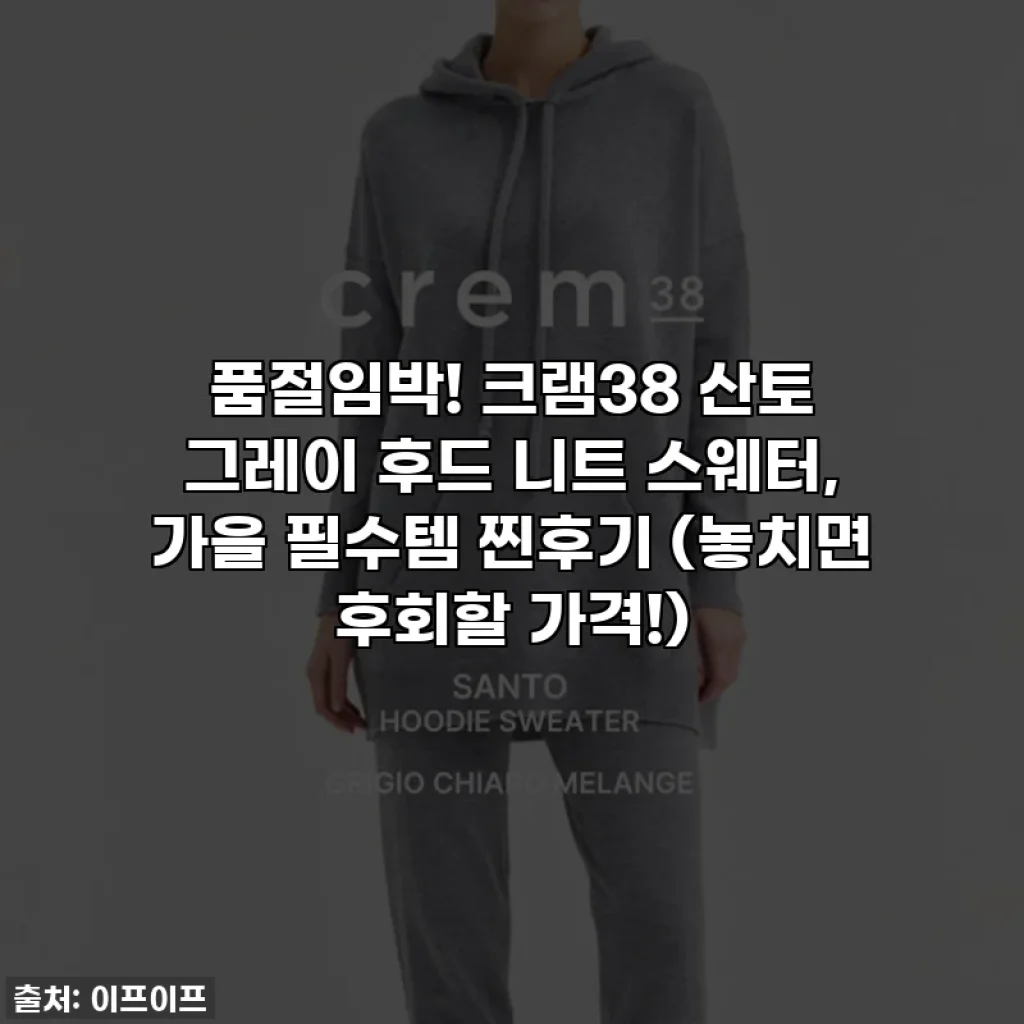 품절임박! 크램38 산토 그레이 후드 니트 스웨터, 가을 필수템 찐후기 (놓치면 후회할 가격!)