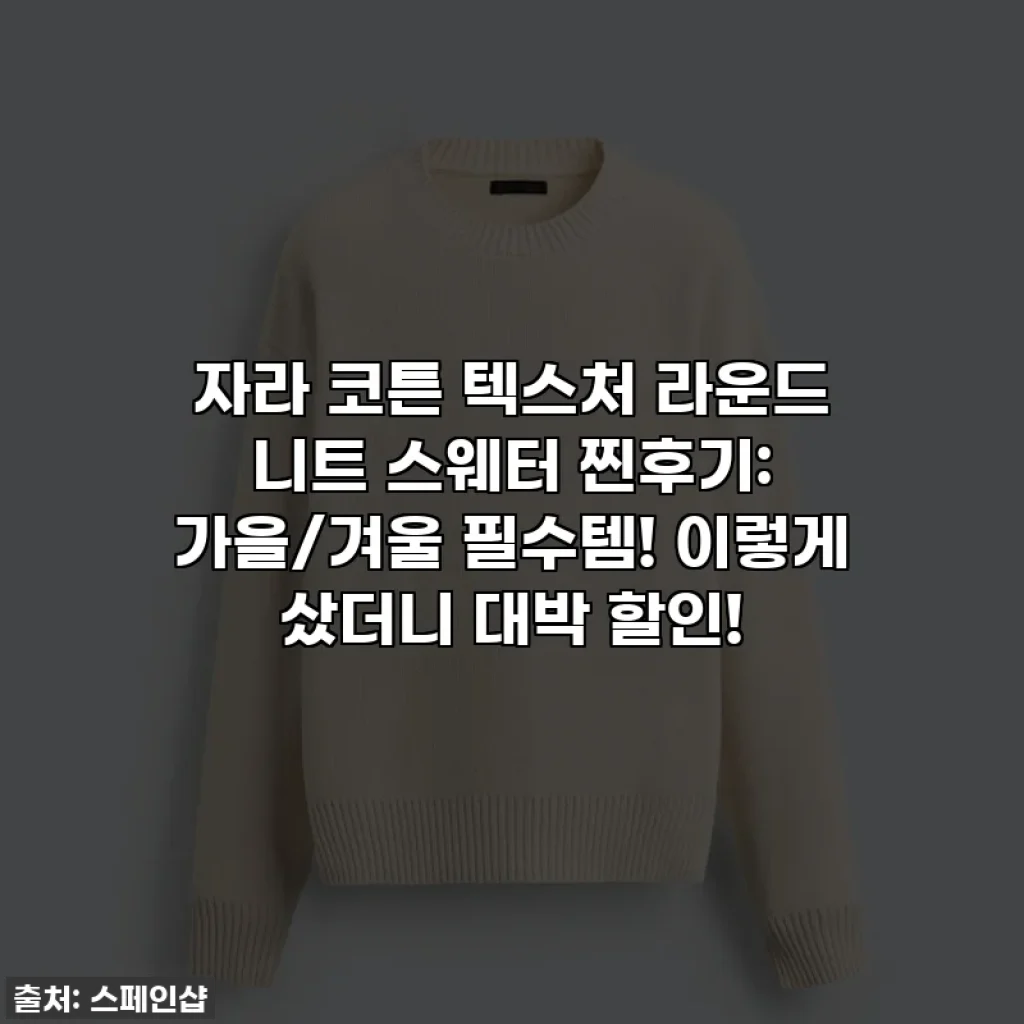 자라 코튼 텍스처 라운드 니트 스웨터 찐후기: 가을/겨울 필수템! 이렇게 샀더니 대박 할인!