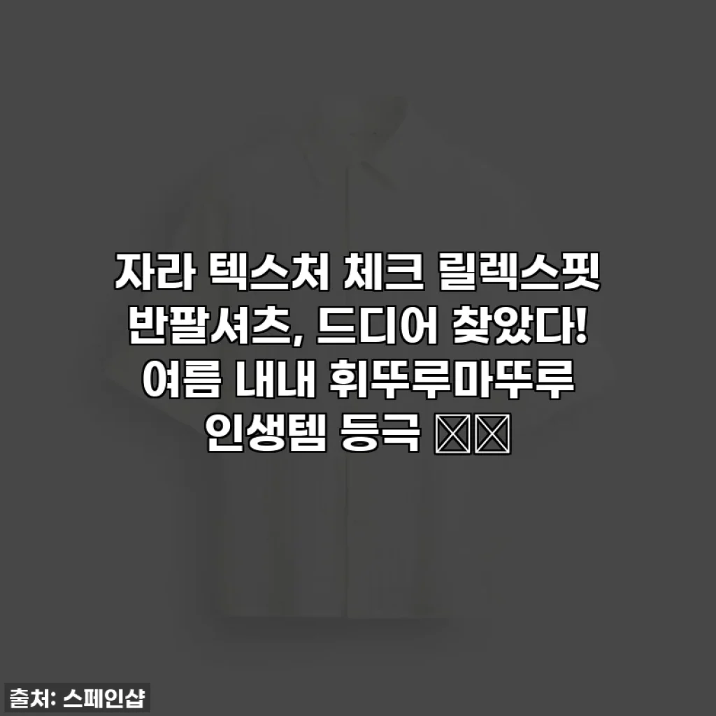 자라 텍스처 체크 릴렉스핏 반팔셔츠, 드디어 찾았다! 여름 내내 휘뚜루마뚜루 인생템 등극 👚✨