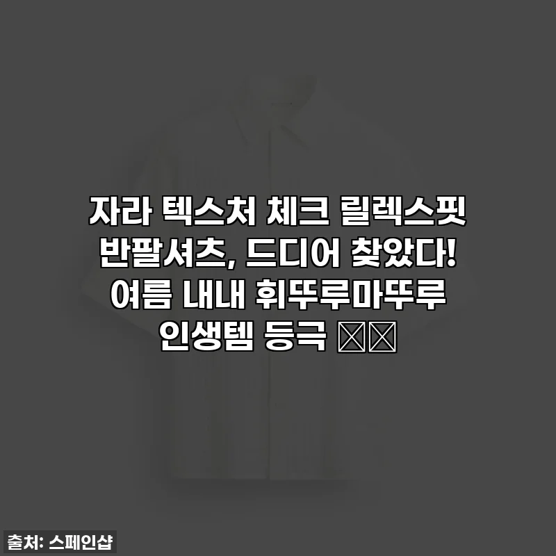자라 텍스처 체크 릴렉스핏 반팔셔츠, 드디어 찾았다! 여름 내내 휘뚜루마뚜루 인생템 등극 👚✨