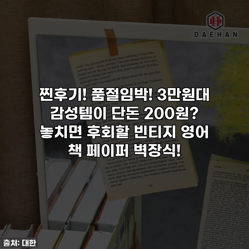 찐후기! 품절임박! 3만원대 감성템이 단돈 200원? 놓치면 후회할 빈티지 영어 책 페이퍼 벽장식!