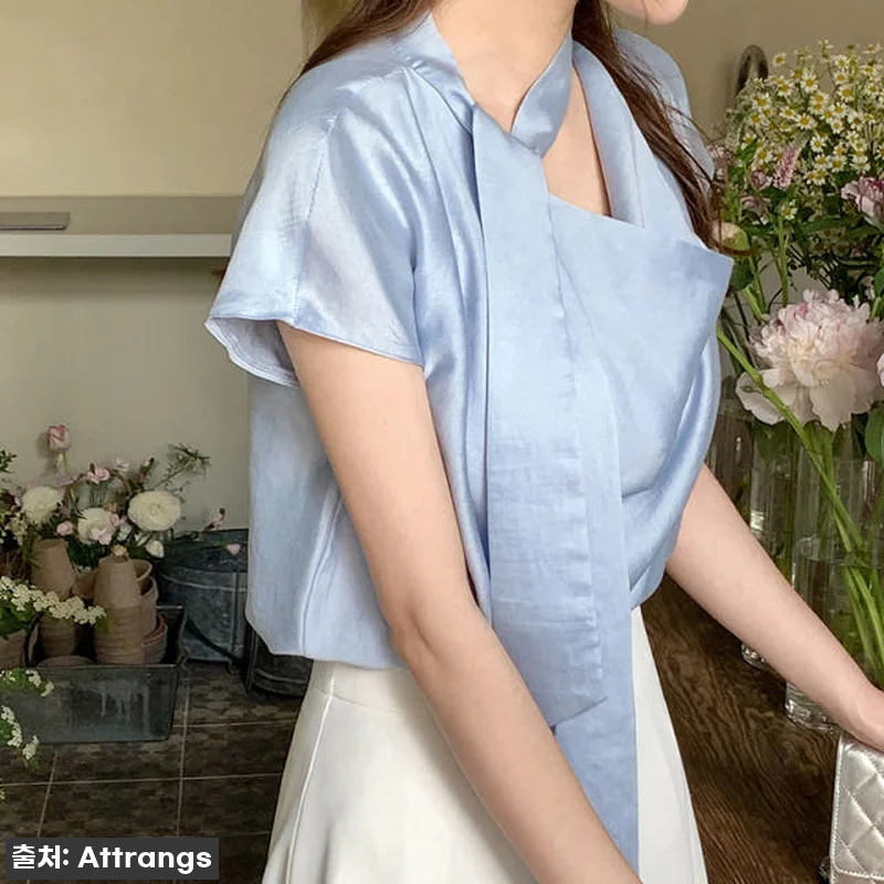 [차분여리핏] 플러리 스카프 반팔 블 관련 이미지 7