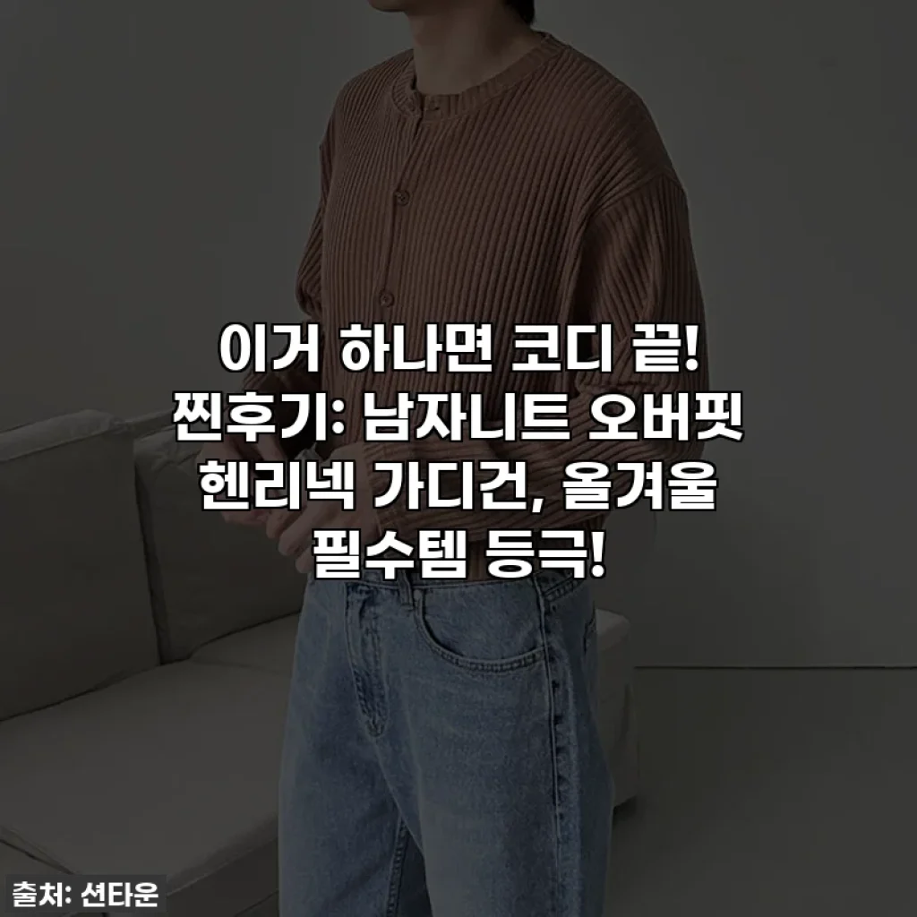 이거 하나면 코디 끝! 찐후기: 남자니트 오버핏 헨리넥 가디건, 올겨울 필수템 등극!