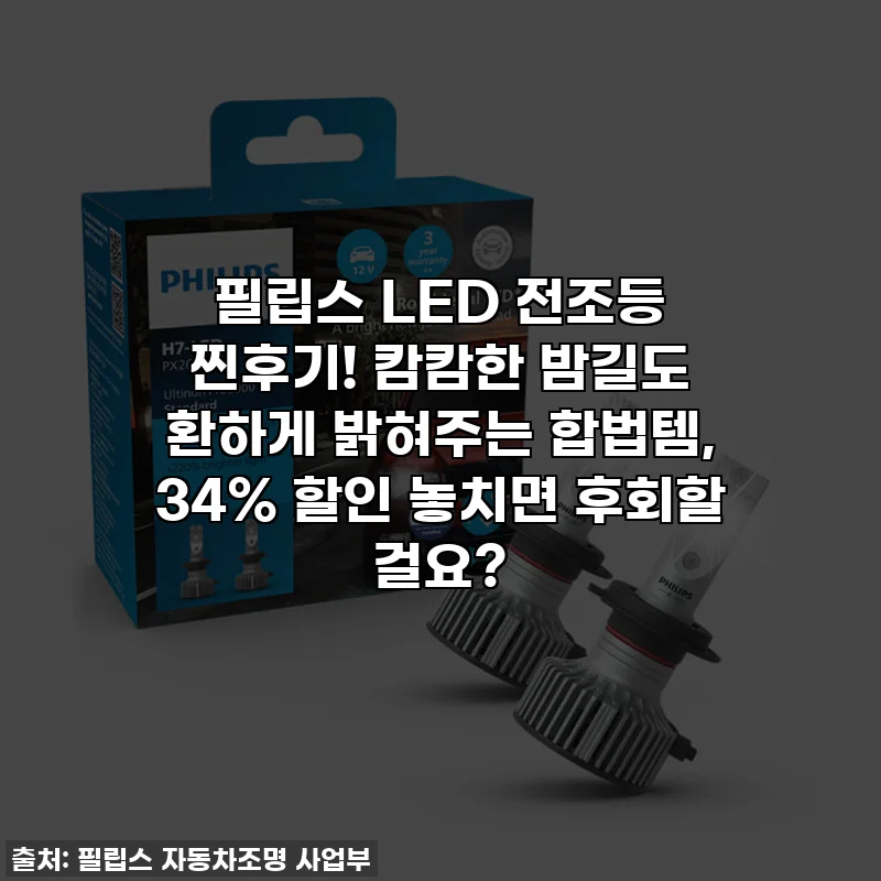 필립스 LED 전조등 찐후기! 캄캄한 밤길도 환하게 밝혀주는 합법템, 34% 할인 놓치면 후회할 걸요?