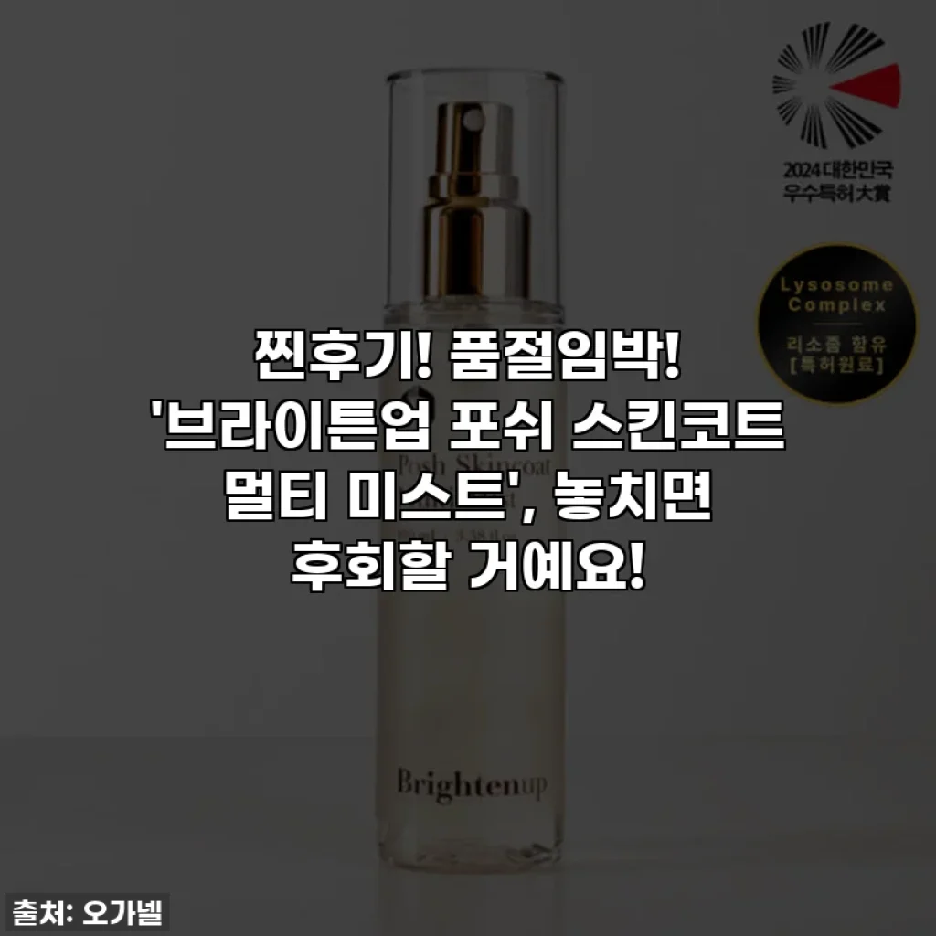 찐후기! 품절임박! '브라이튼업 포쉬 스킨코트 멀티 미스트', 놓치면 후회할 거예요!