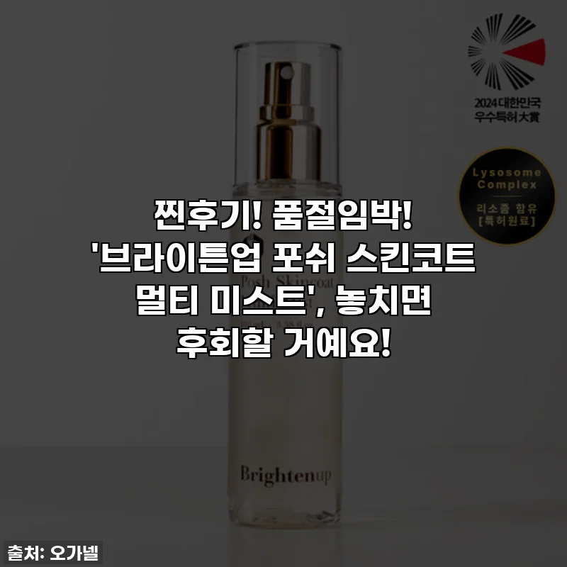 찐후기! 품절임박! '브라이튼업 포쉬 스킨코트 멀티 미스트', 놓치면 후회할 거예요!