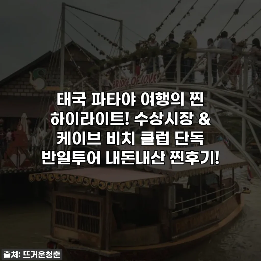 태국 파타야 여행의 찐 하이라이트! 수상시장 & 케이브 비치 클럽 단독 반일투어 내돈내산 찐후기!