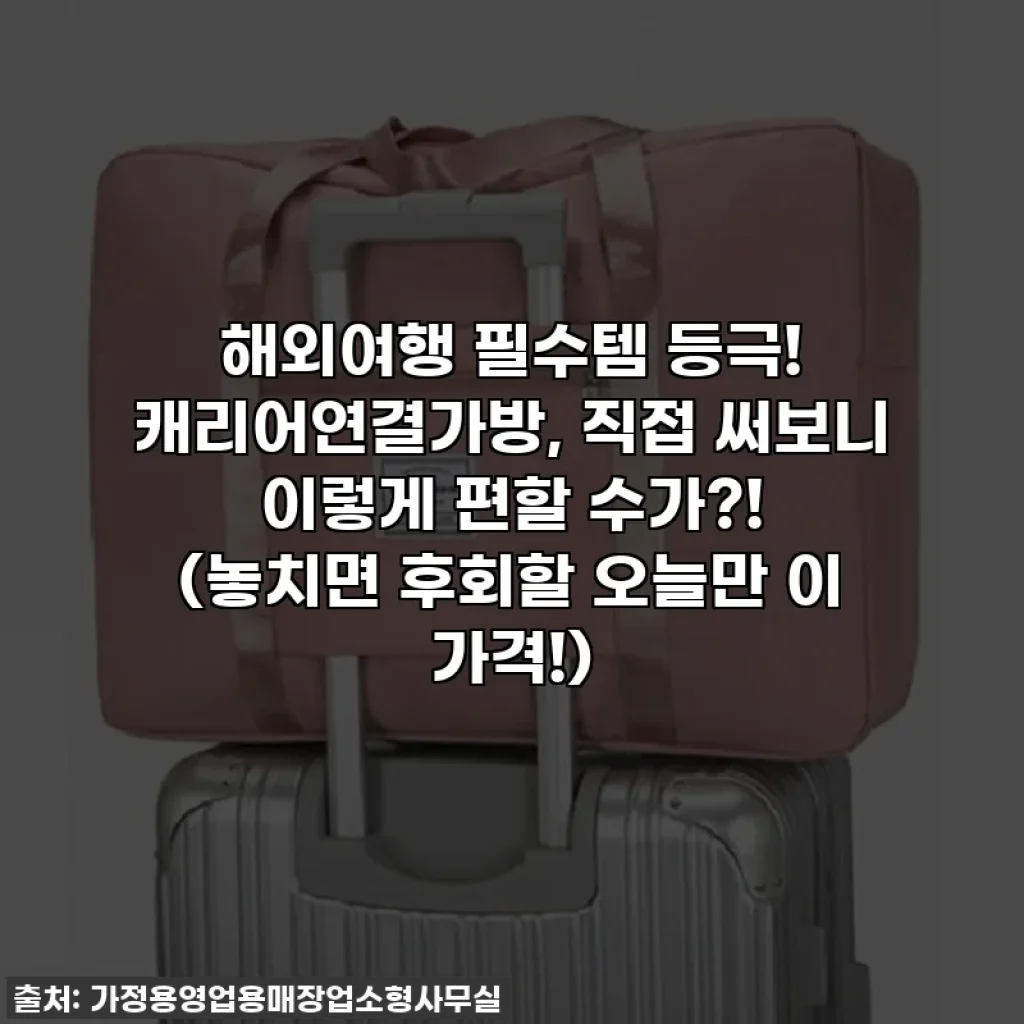 해외여행 필수템 등극! 캐리어연결가방, 직접 써보니 이렇게 편할 수가?! (놓치면 후회할 오늘만 이 가격!)
