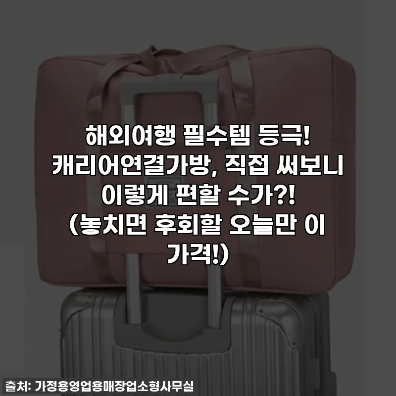 해외여행 필수템 등극! 캐리어연결가방, 직접 써보니 이렇게 편할 수가?! (놓치면 후회할 오늘만 이 가격!)