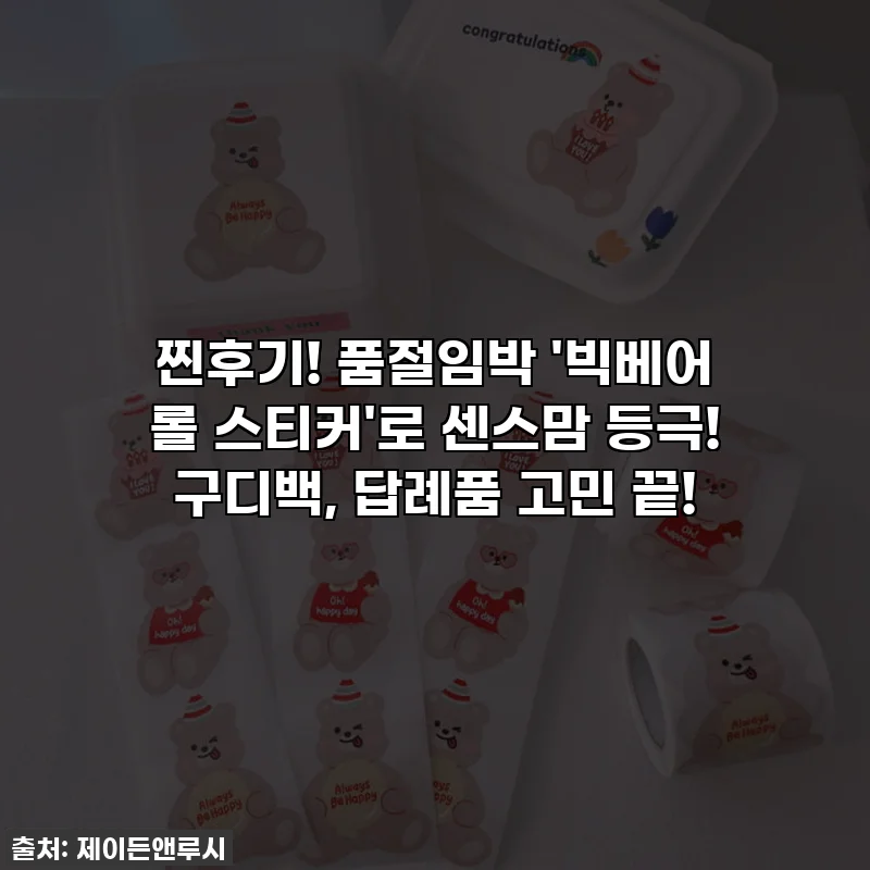 찐후기! 품절임박 '빅베어 롤 스티커'로 센스맘 등극! 구디백, 답례품 고민 끝!