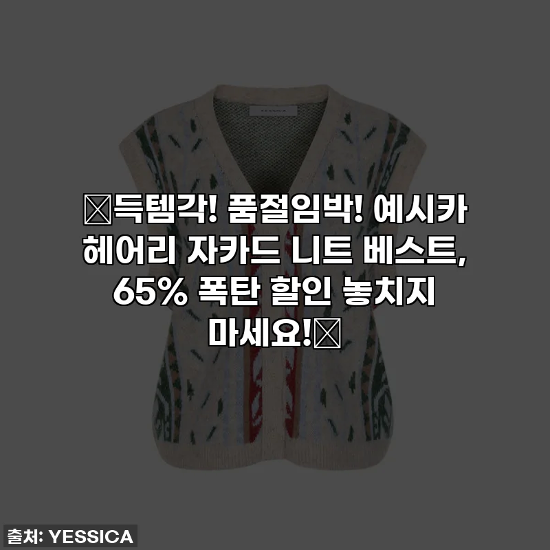🎁득템각! 품절임박! 예시카 헤어리 자카드 니트 베스트, 65% 폭탄 할인 놓치지 마세요!💰