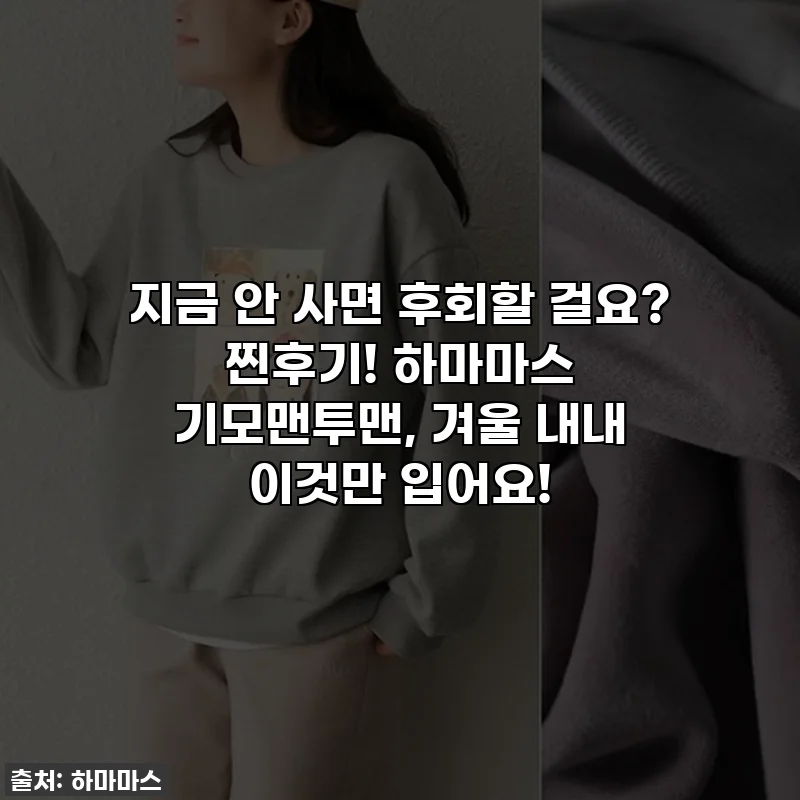 지금 안 사면 후회할 걸요? 찐후기! 하마마스 기모맨투맨, 겨울 내내 이것만 입어요!