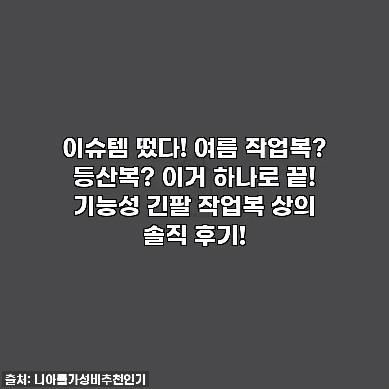 이슈템 떴다! 여름 작업복? 등산복? 이거 하나로 끝! 기능성 긴팔 작업복 상의 솔직 후기!