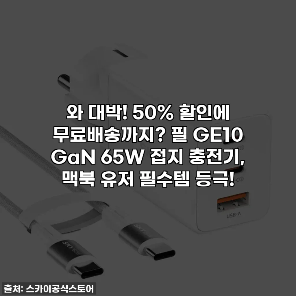 와 대박! 50% 할인에 무료배송까지? 필 GE10 GaN 65W 접지 충전기, 맥북 유저 필수템 등극!