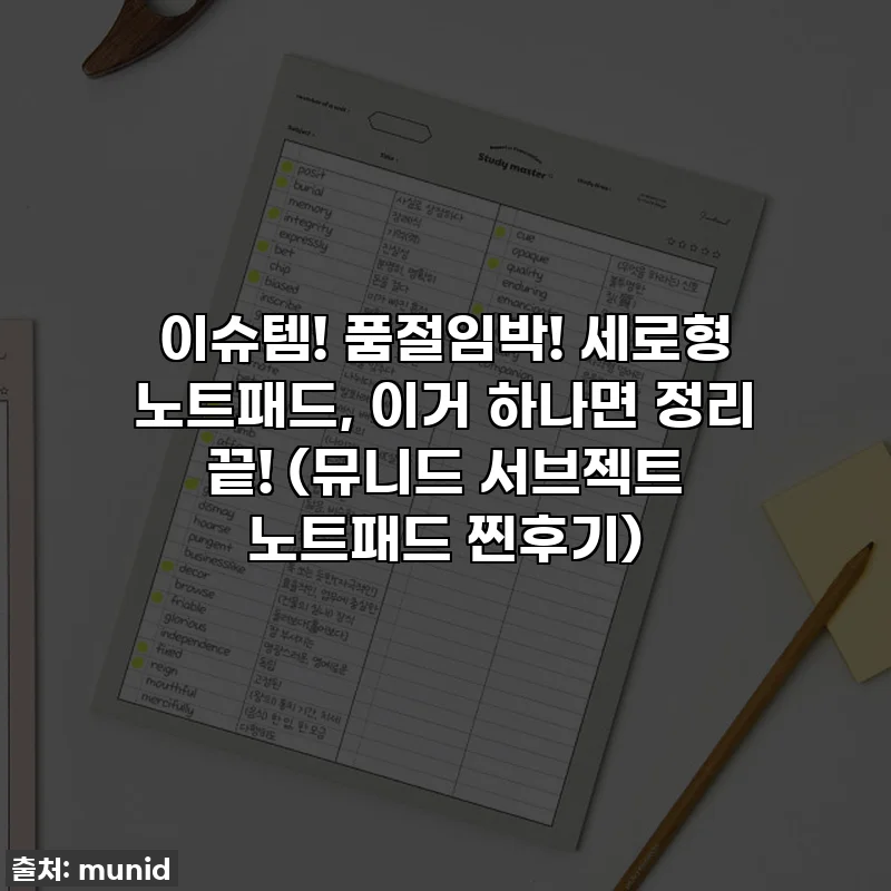 이슈템! 품절임박! 세로형 노트패드, 이거 하나면 정리 끝! (뮤니드 서브젝트 노트패드 찐후기)
