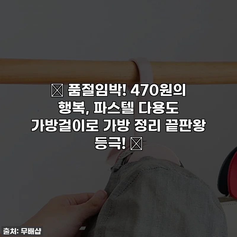 ✨ 품절임박! 470원의 행복, 파스텔 다용도 가방걸이로 가방 정리 끝판왕 등극! 👛