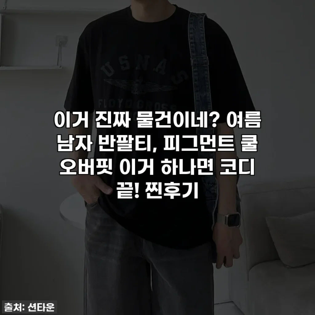 이거 진짜 물건이네? 여름 남자 반팔티, 피그먼트 쿨 오버핏 이거 하나면 코디 끝! 찐후기