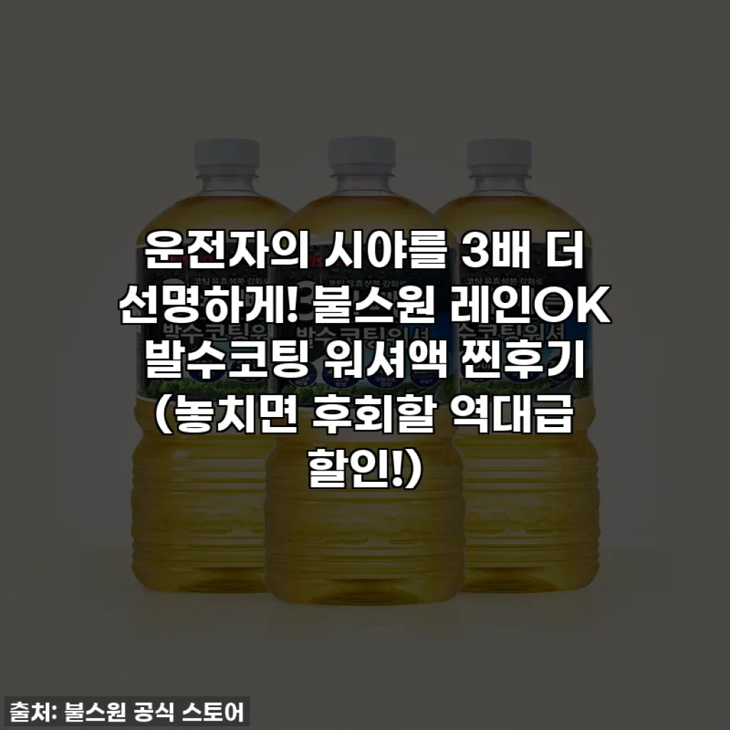 운전자의 시야를 3배 더 선명하게! 불스원 레인OK 발수코팅 워셔액 찐후기 (놓치면 후회할 역대급 할인!)
