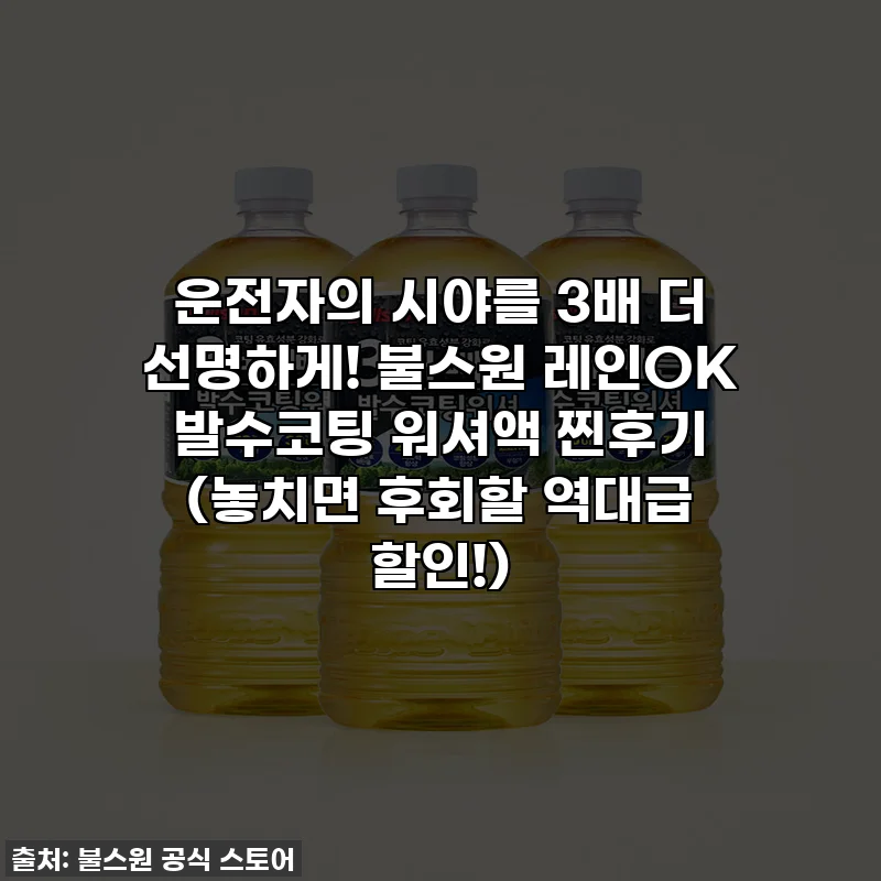 운전자의 시야를 3배 더 선명하게! 불스원 레인OK 발수코팅 워셔액 찐후기 (놓치면 후회할 역대급 할인!)
