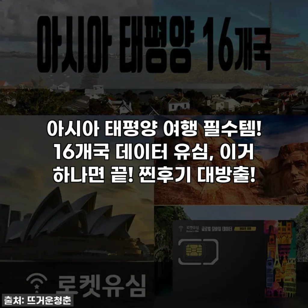 아시아 태평양 여행 필수템! 16개국 데이터 유심, 이거 하나면 끝! 찐후기 대방출!