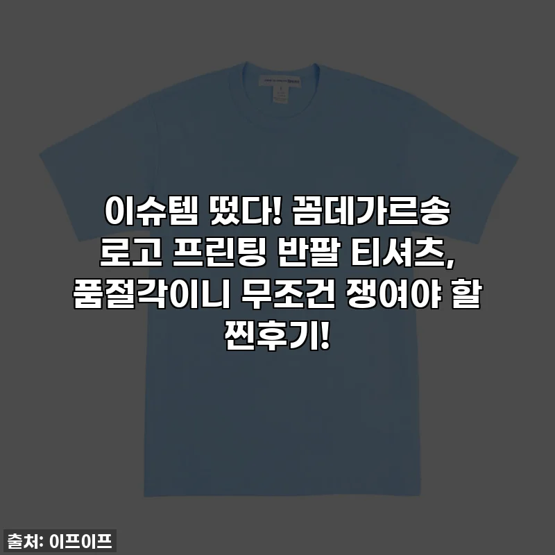 이슈템 떴다! 꼼데가르송 로고 프린팅 반팔 티셔츠, 품절각이니 무조건 쟁여야 할 찐후기!