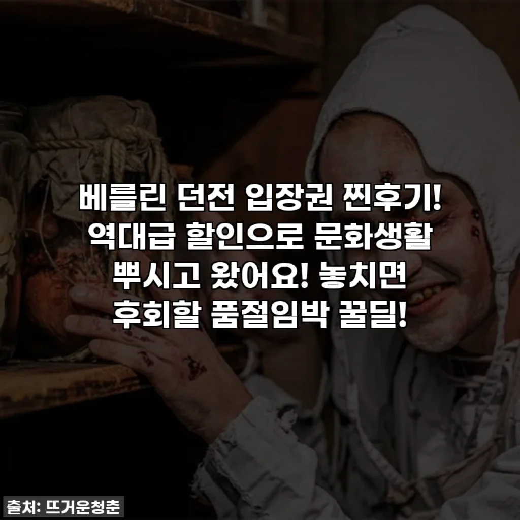 베를린 던전 입장권 찐후기! 역대급 할인으로 문화생활 뿌시고 왔어요! 놓치면 후회할 품절임박 꿀딜!