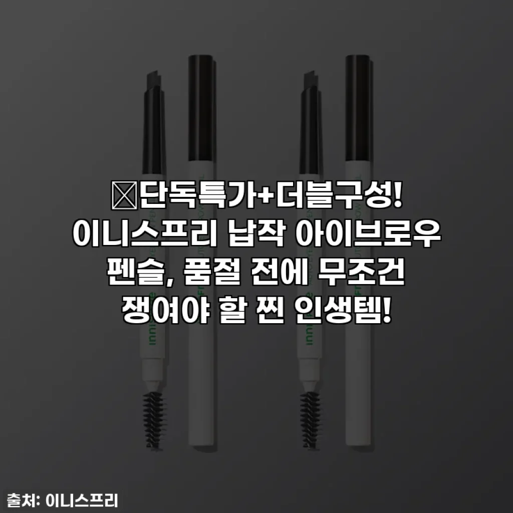 🔥단독특가+더블구성! 이니스프리 납작 아이브로우 펜슬, 품절 전에 무조건 쟁여야 할 찐 인생템!