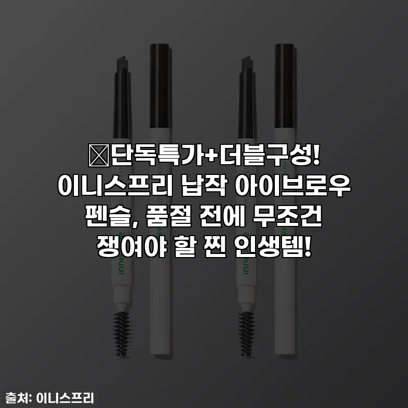 🔥단독특가+더블구성! 이니스프리 납작 아이브로우 펜슬, 품절 전에 무조건 쟁여야 할 찐 인생템!