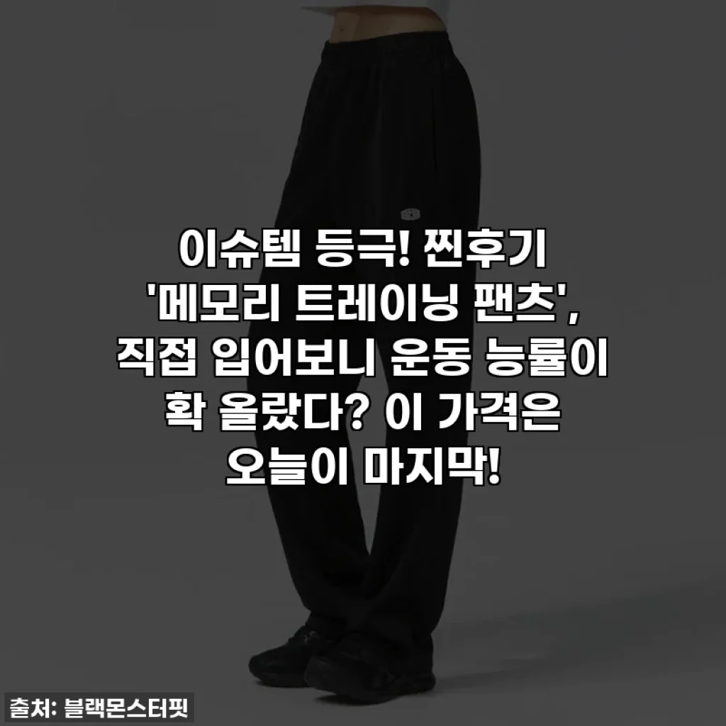 이슈템 등극! 찐후기 '메모리 트레이닝 팬츠', 직접 입어보니 운동 능률이 확 올랐다? 이 가격은 오늘이 마지막!