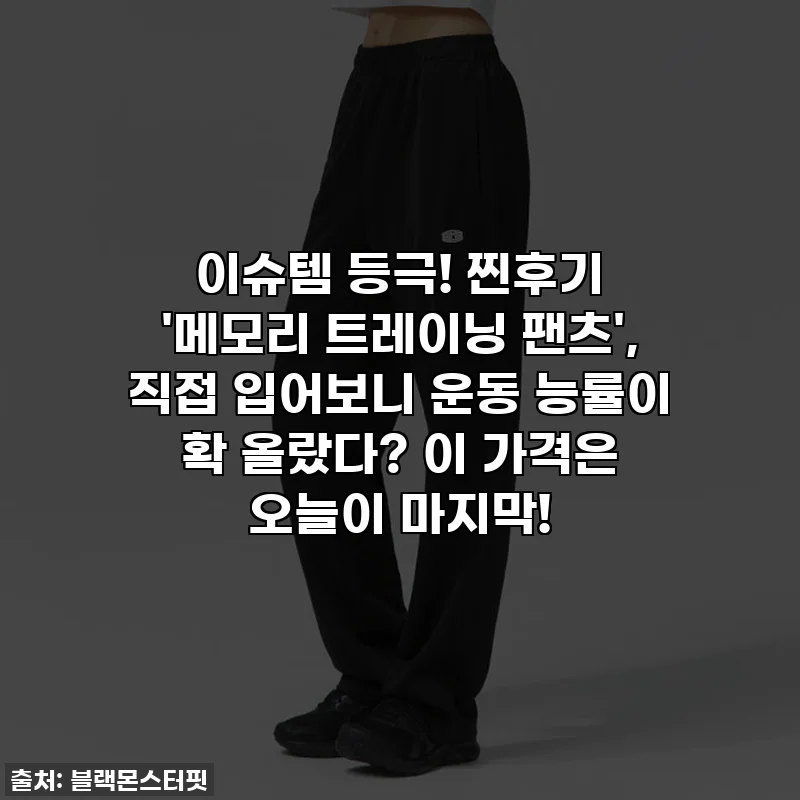 이슈템 등극! 찐후기 '메모리 트레이닝 팬츠', 직접 입어보니 운동 능률이 확 올랐다? 이 가격은 오늘이 마지막!