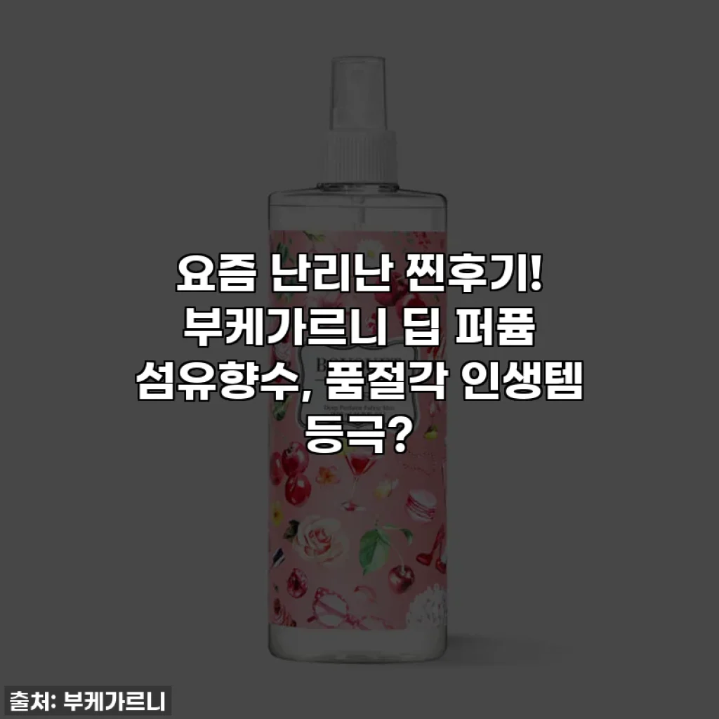 요즘 난리난 찐후기! 부케가르니 딥 퍼퓸 섬유향수, 품절각 인생템 등극?