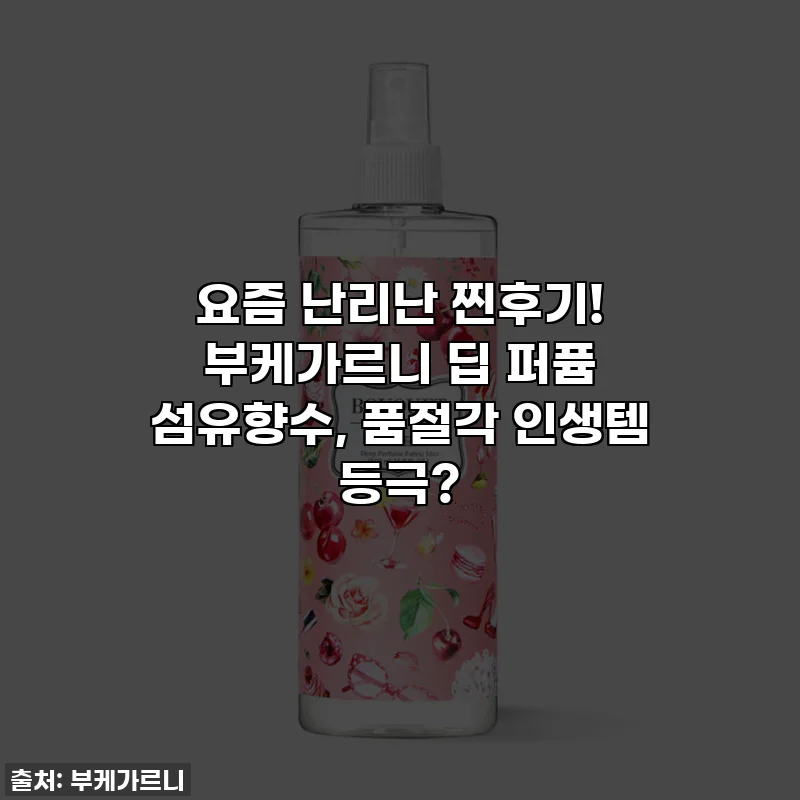 요즘 난리난 찐후기! 부케가르니 딥 퍼퓸 섬유향수, 품절각 인생템 등극?