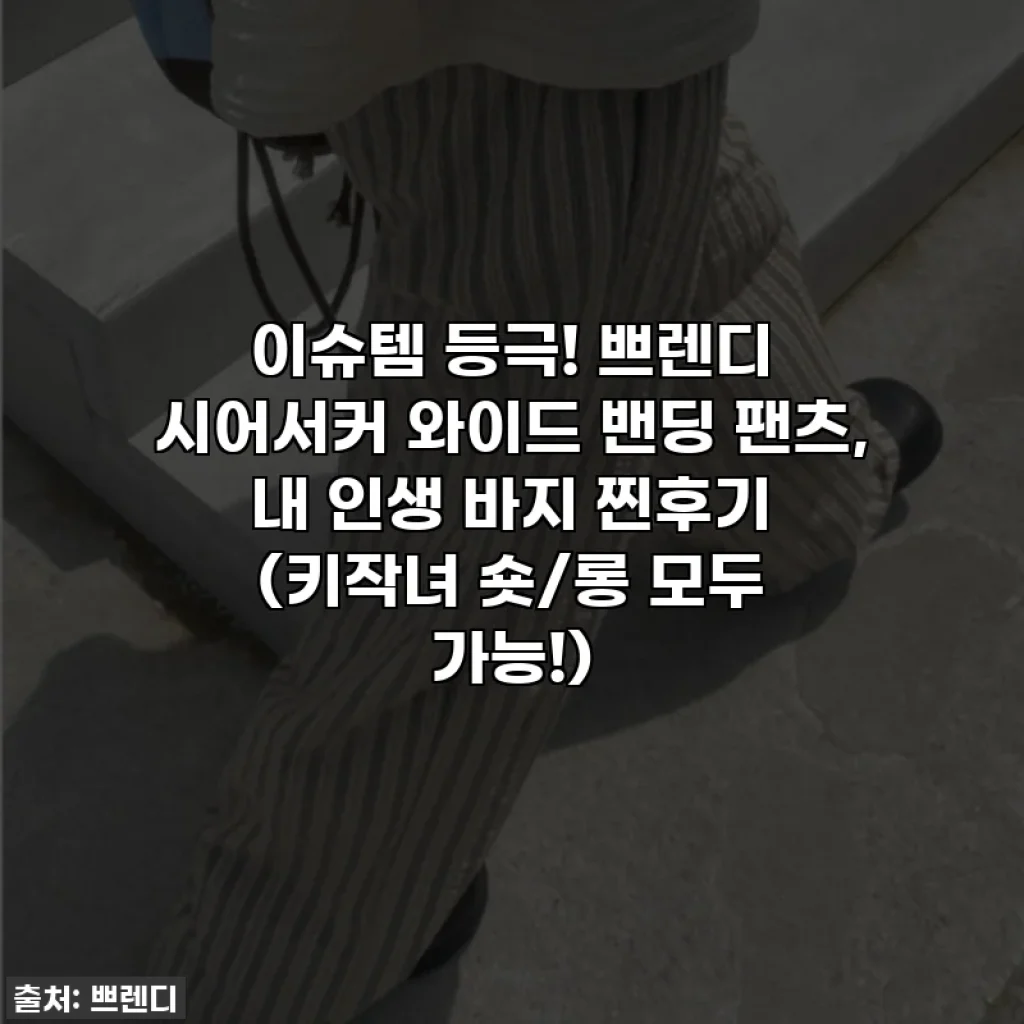 이슈템 등극! 쁘렌디 시어서커 와이드 밴딩 팬츠, 내 인생 바지 찐후기 (키작녀 숏/롱 모두 가능!)