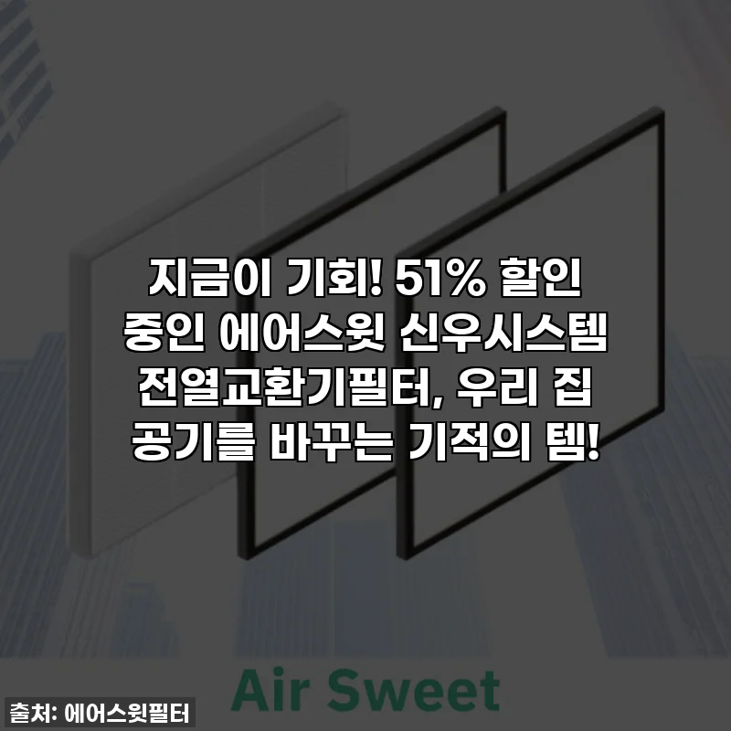지금이 기회! 51% 할인 중인 에어스윗 신우시스템 전열교환기필터, 우리 집 공기를 바꾸는 기적의 템!