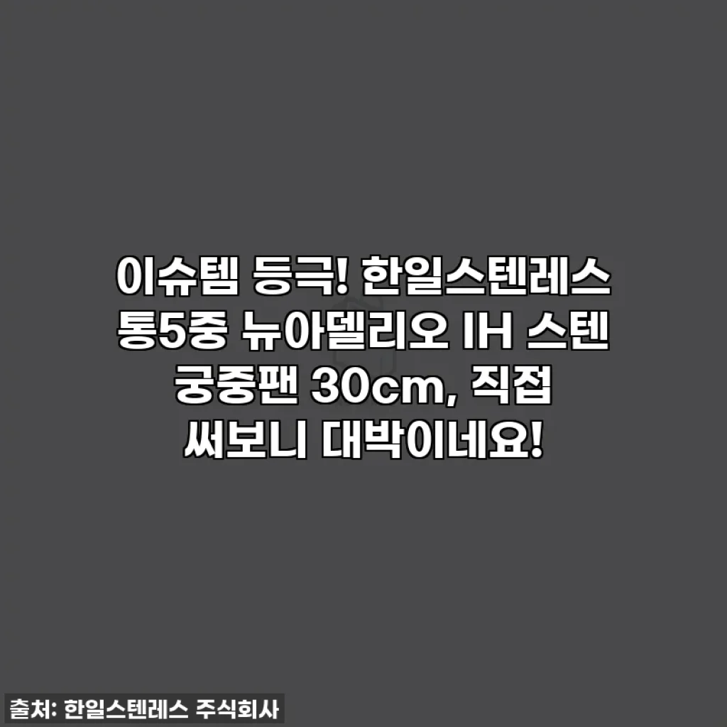 이슈템 등극! 한일스텐레스 통5중 뉴아델리오 IH 스텐 궁중팬 30cm, 직접 써보니 대박이네요!