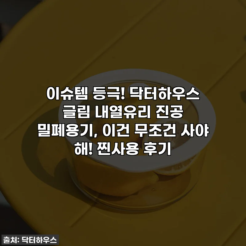 이슈템 등극! 닥터하우스 글림 내열유리 진공 밀폐용기, 이건 무조건 사야 해! 찐사용 후기