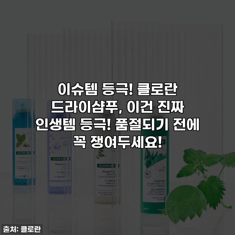 이슈템 등극! 클로란 드라이샴푸, 이건 진짜 인생템 등극! 품절되기 전에 꼭 쟁여두세요!