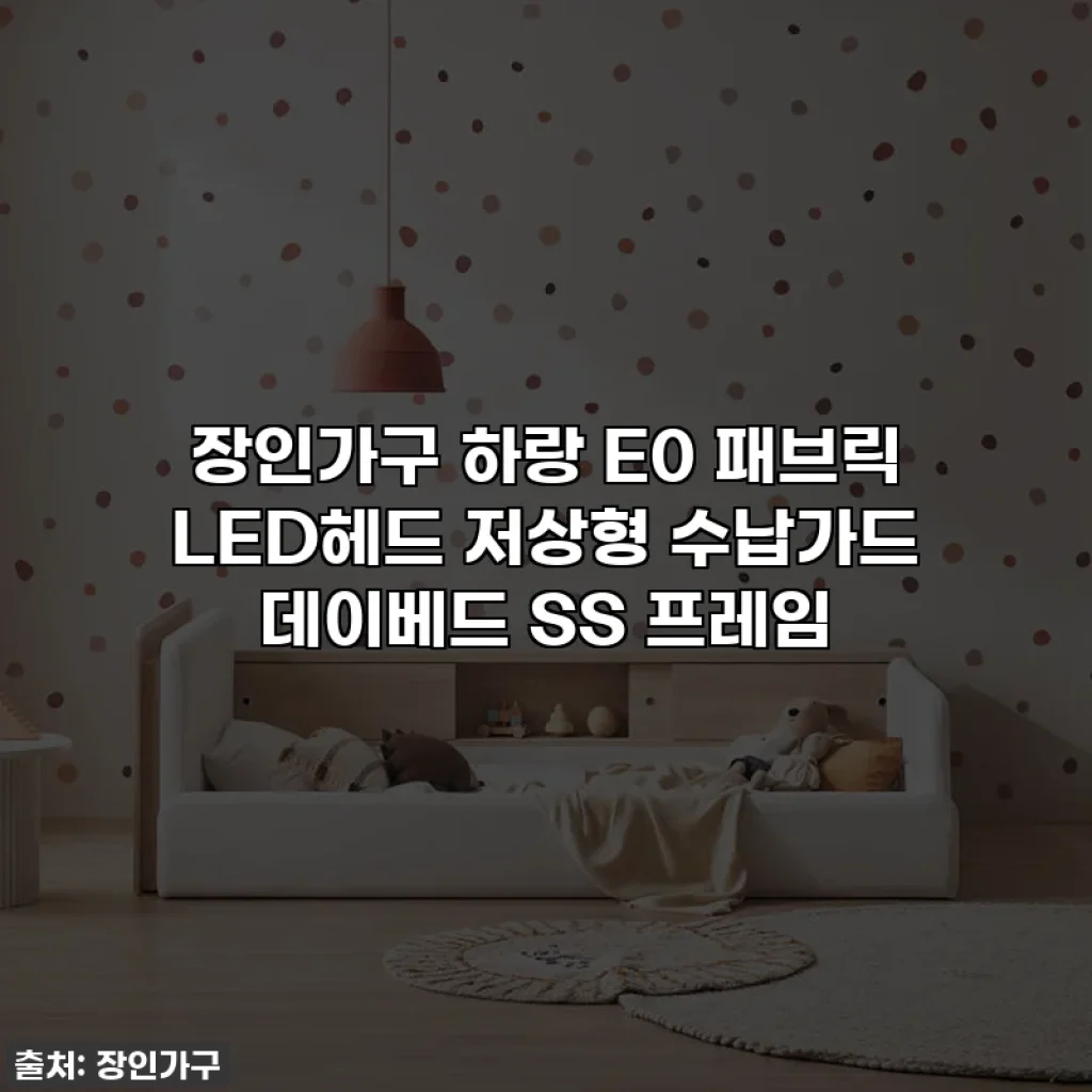 장인가구 하랑 E0 패브릭 LED헤드 저상형 수납가드 데이베드 SS 프레임