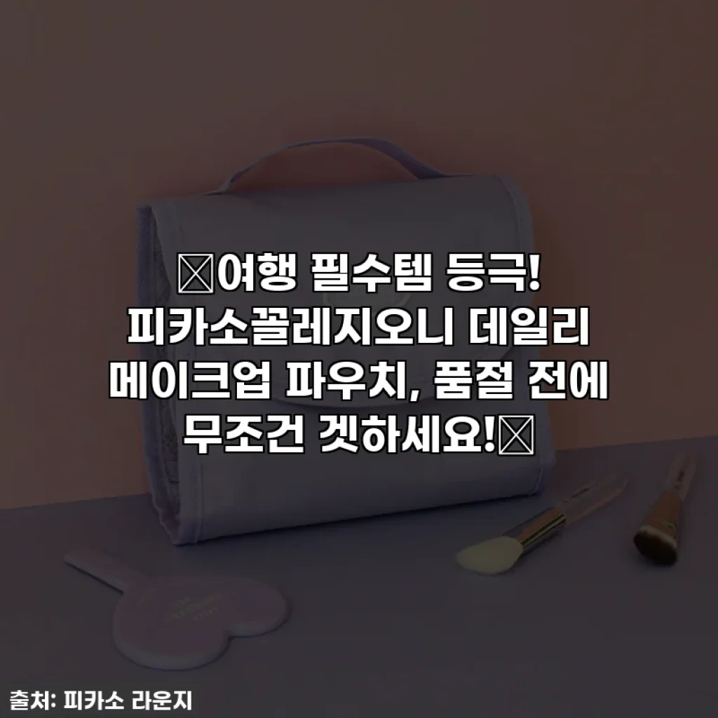 💖여행 필수템 등극! 피카소꼴레지오니 데일리 메이크업 파우치, 품절 전에 무조건 겟하세요!✨
