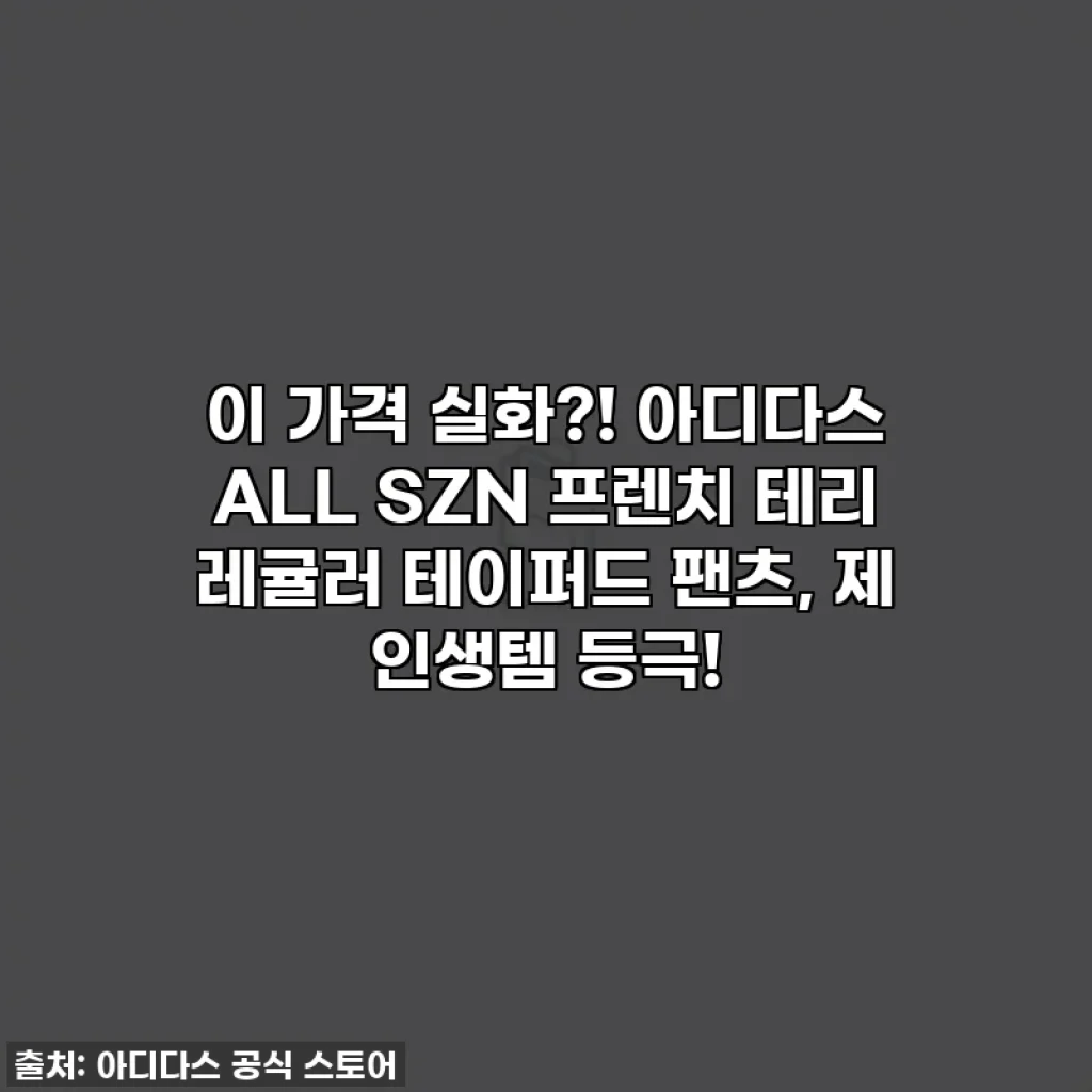 이 가격 실화?! 아디다스 ALL SZN 프렌치 테리 레귤러 테이퍼드 팬츠, 제 인생템 등극!