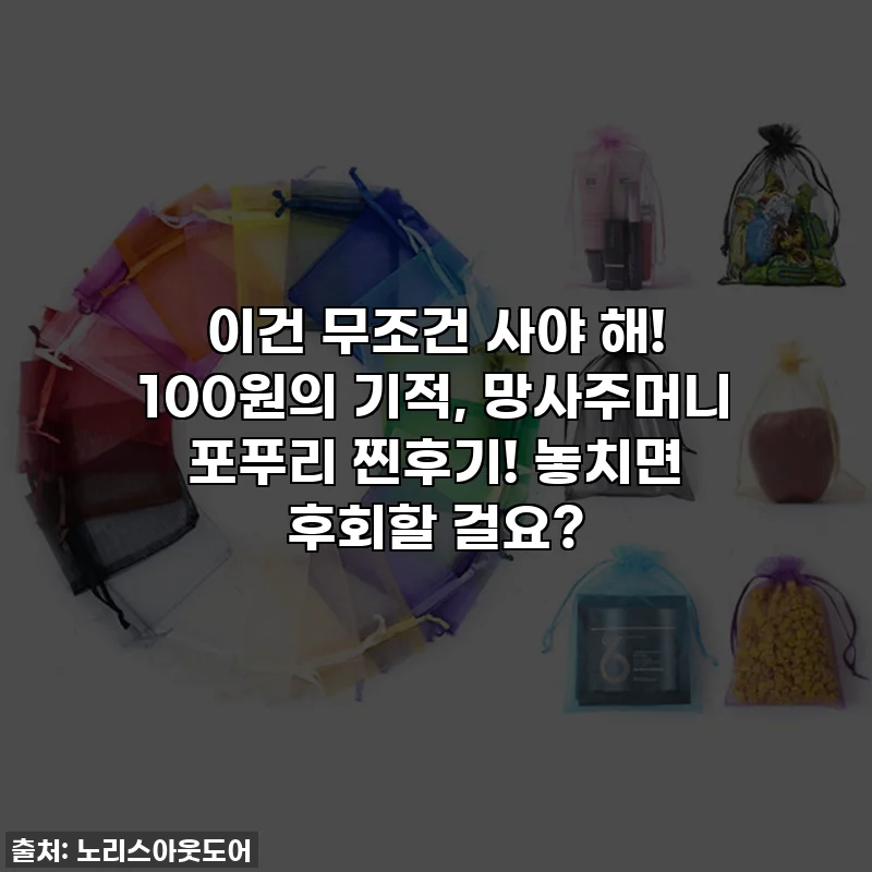 이건 무조건 사야 해! 100원의 기적, 망사주머니 포푸리 찐후기! 놓치면 후회할 걸요?