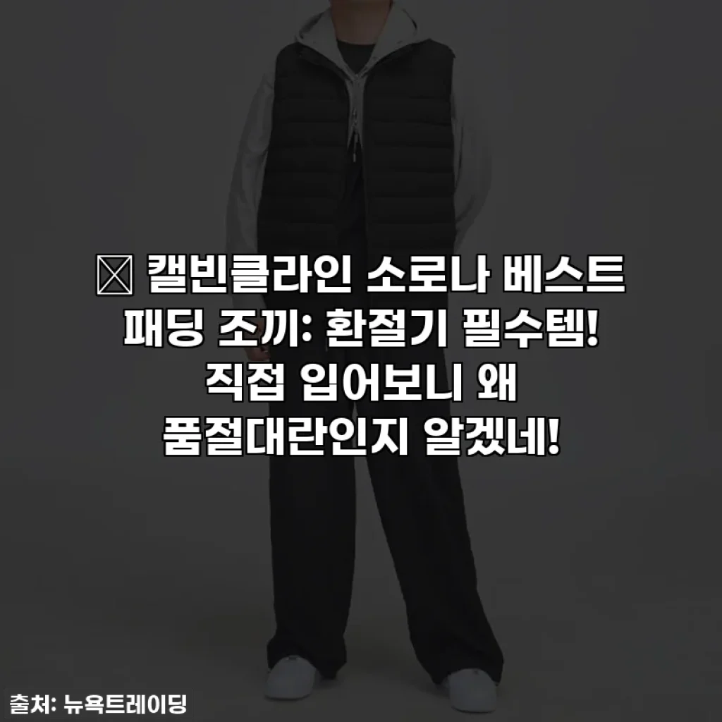🔥 캘빈클라인 소로나 베스트 패딩 조끼: 환절기 필수템! 직접 입어보니 왜 품절대란인지 알겠네!