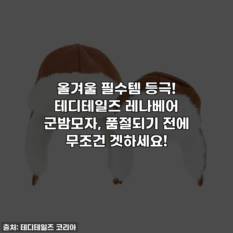 올겨울 필수템 등극! 테디테일즈 레나베어 군밤모자, 품절되기 전에 무조건 겟하세요!