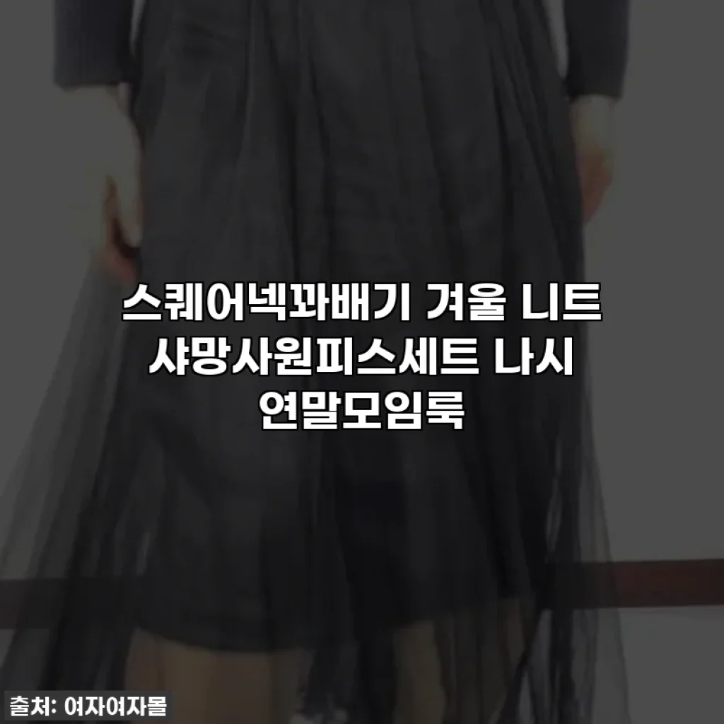 스퀘어넥꽈배기 겨울 니트 샤망사원피스세트 나시 연말모임룩