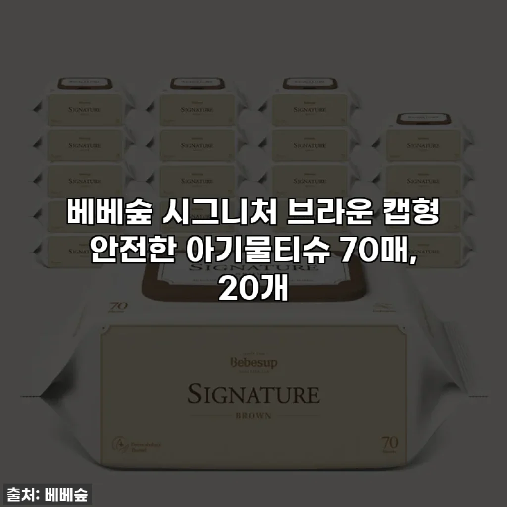 베베숲 시그니처 브라운 캡형 안전한 아기물티슈 70매, 20개