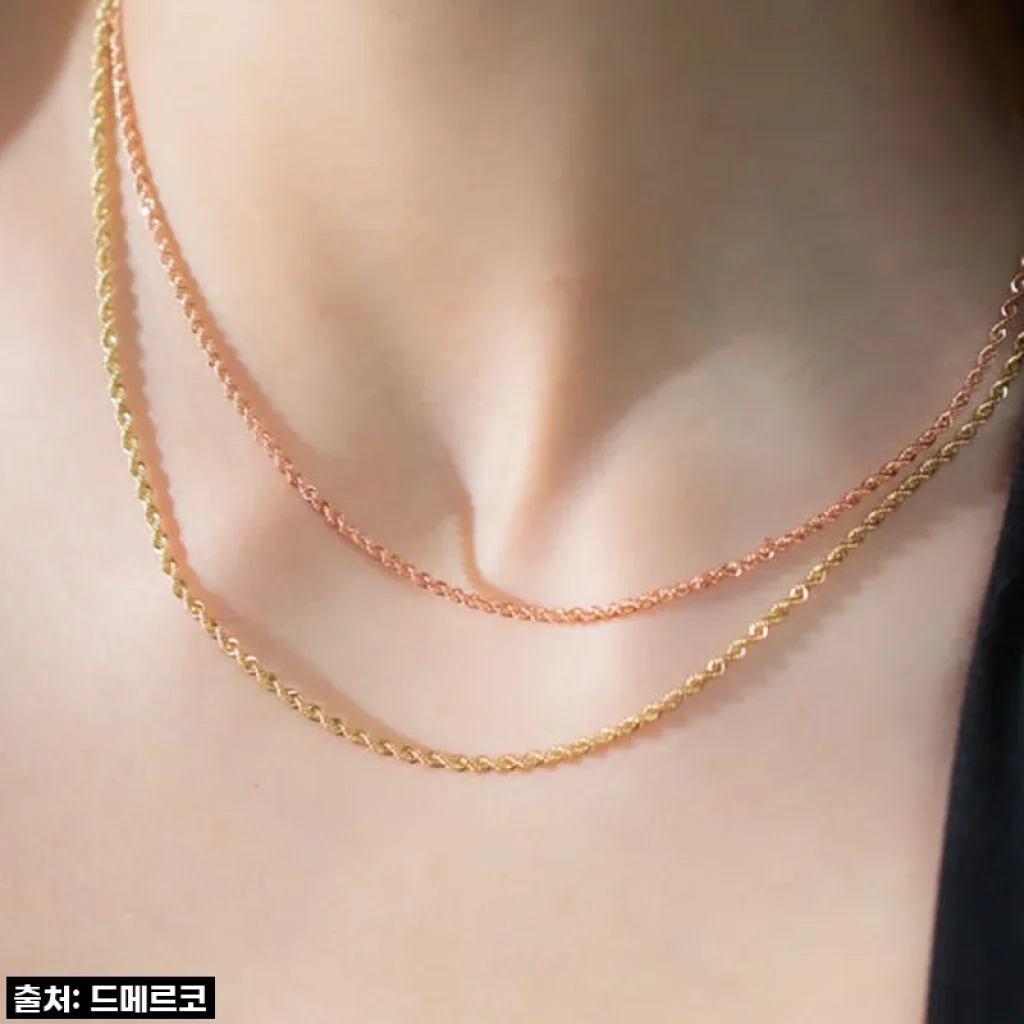 빛나는 선택, 드메르코 14K 18K 이태리 로프 체인 목걸이줄 로즈골드 화이트골드 직접 착용 후기
