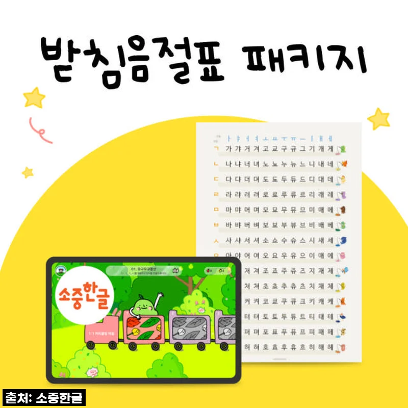 자석벽보와 앱으로 시작하는 한글 공부 받침음절표 패키지 사용후기