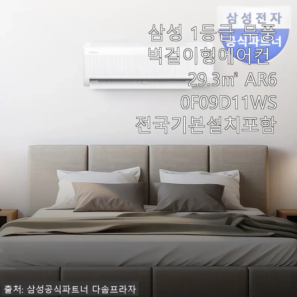 삼성 1등급 무풍 벽걸이형에어컨 AR60F09D11WS 사용후기와 제품소개